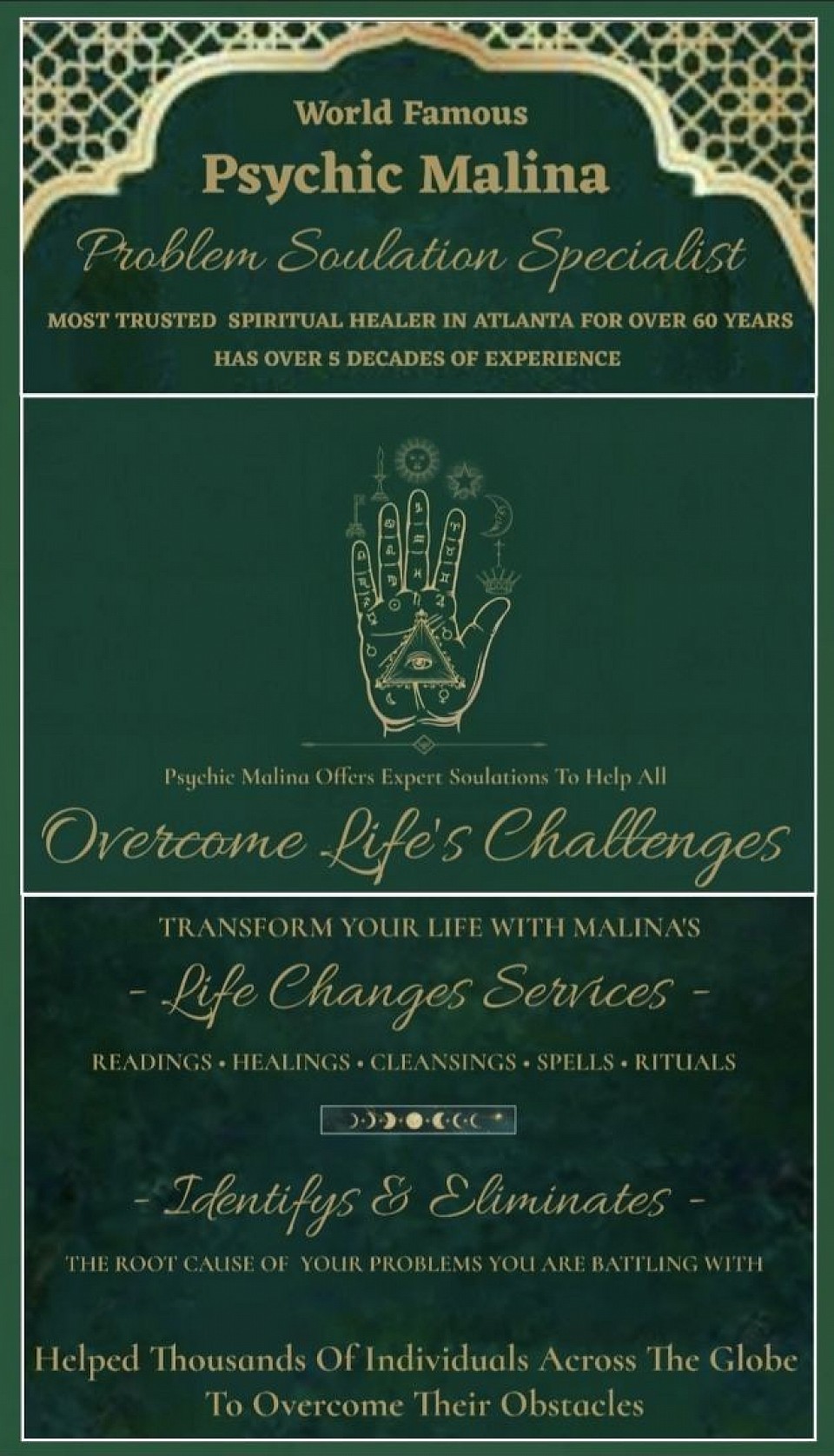 IF YOU HAVE TROUBLES, MALINA HAS SOULATIONS